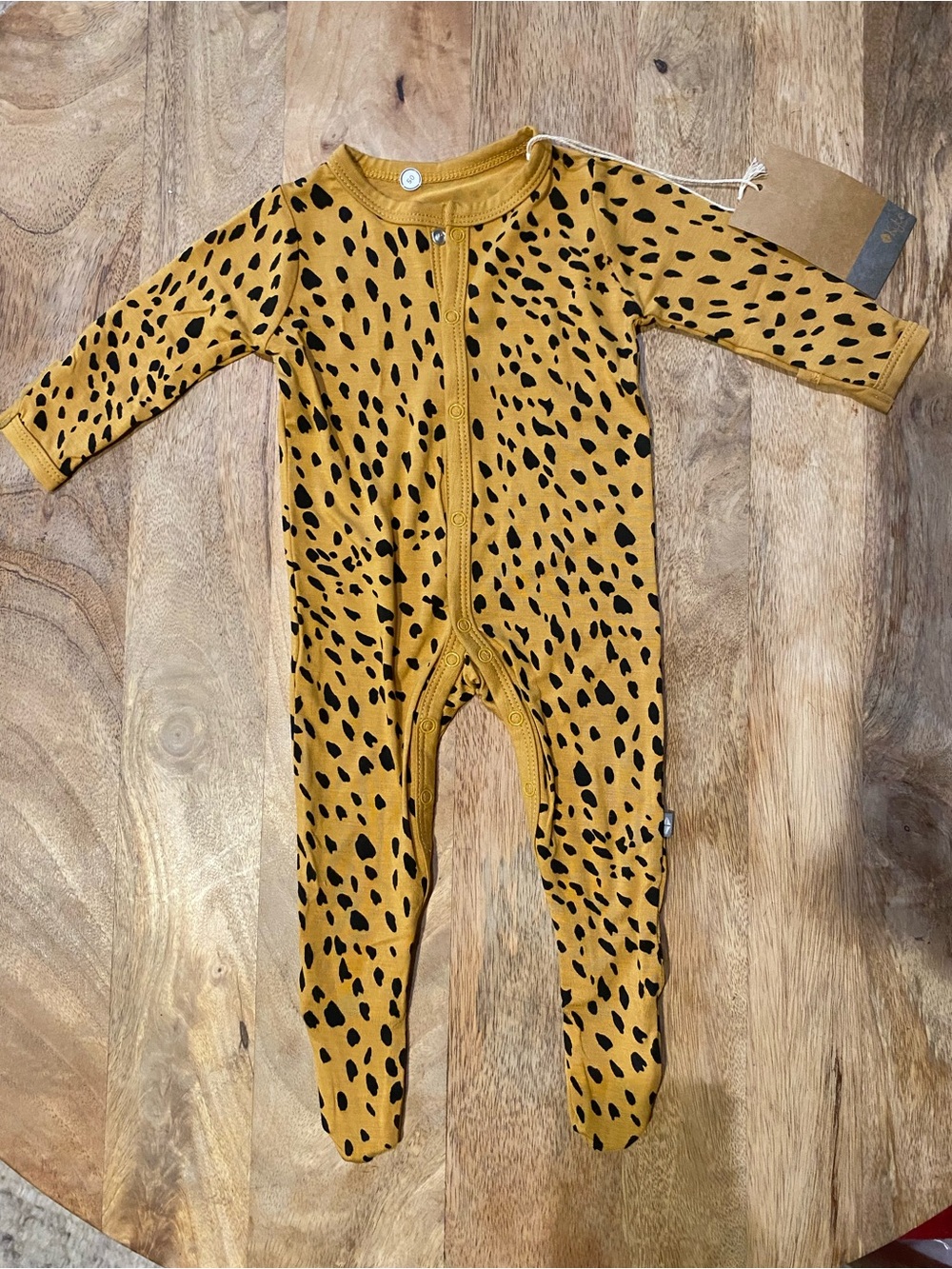 Mustard Animal Print Footed One-Piece